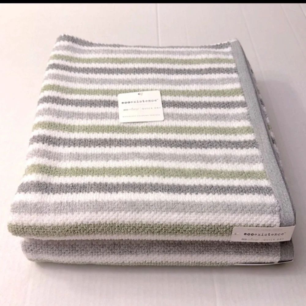 2pc ECOEXISTENCE Eco-Melange Quick Dry Bath Towel Set - Zero Twist Loops…